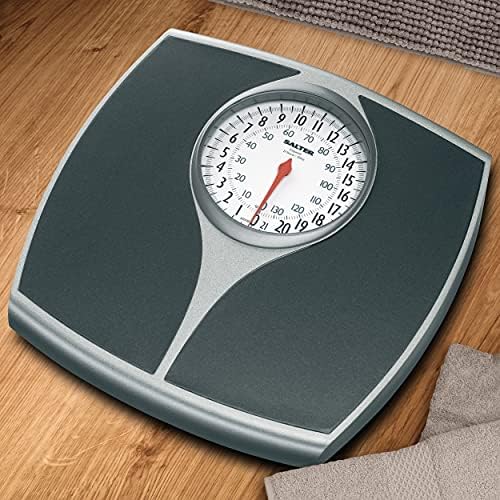 Salter 148 BKSVDR Speedo Dial Mechanical Scale, Oversized Dial for Easy Reading, Large Platform, 136KG Maximum Capacity, No Batteries Required, Accurate & Reliable, Measures in KG or LBS, Black/Silver