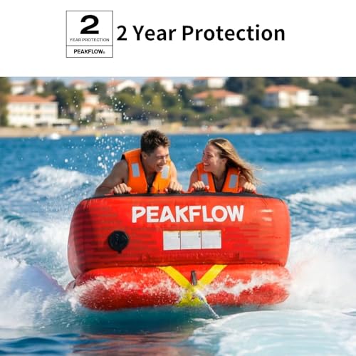 Image of PEAKFLOW Towable Tube,Boat Tube,1-3 Rider Models,Tubes for Boating,PVC Liner and Full Nylon Cover,Stable for Kids & Adults,Lake & Ocean Fun