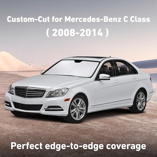 Image of EcoNour Windshield Sunshade Compatible for Mercedes Benz C Class 2008-2012 2013 2014, Sun Visor for Front Windshield & Window Sun Shade Cover, UV Heat Blocker & Protector, Car Accessories