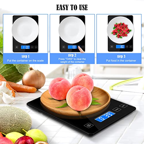 Alltope Food Scale, 22Lb Digital Kitchen Scale Multifunction Scale With Lcd Display, 1G/0.1Oz Usb Rechargeable Washable Healthy Eating Scale Espresso Scale 5 Measurement Units For Home Kitchen Baking #TOP2
