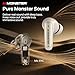 Monster N-Lite 310 True Wireless Earbuds, Bluetooth 6.0 Headphones Deep Bass, Earbuds with ENC Noise Cancelling Mic for Clear Calls, 32H Playback, Bluetooth Earbuds for Laptop/Phones/Sports, White