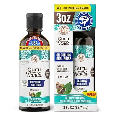 GuruNanda Coconut Oil Pulling with 7 Essential Oils and Vitamin D3, E, K2 (Mickey D), Helps with Fresh Breath, Teeth & Gum Health- Travel Size - 3 oz