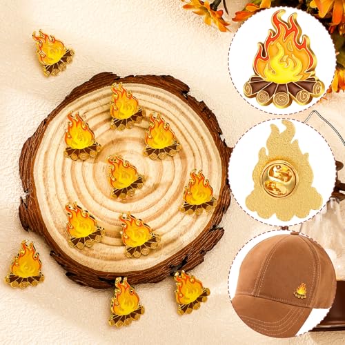 Image of Landical Campfire Enamel Label Pins Camping Themed Brooches Camping Badge for Nature Lovers Unique Outdoor Adventure Pin for Hikers & Campers