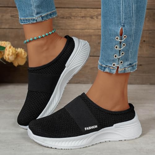 Orthopedic Shoes for Women 2025 Backless Walking Sneakers Summer Slip-On Mule Mesh Diabetic Shoe Arch Support Open Back Slip On Slides2