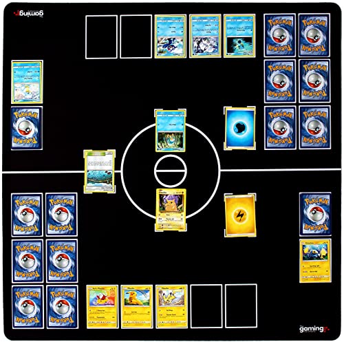 Gmc Deluxe Xl 2 Player Black & White Gaming Mat Compatible For Pokemon Trading Card Game Stadium Board Playmat For Compatible Pokemon Trainers - Waterproof Card Gaming Mat #TOP1