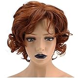 Anogol Hair Cap+Copper Red Orange Synthetic Wig Short Curly Hair Natural Hairline Women's Wig For Women Dress Up Wig For Anime Cartoon Costume Party Wig For Halloween Wig For Christmas Wig