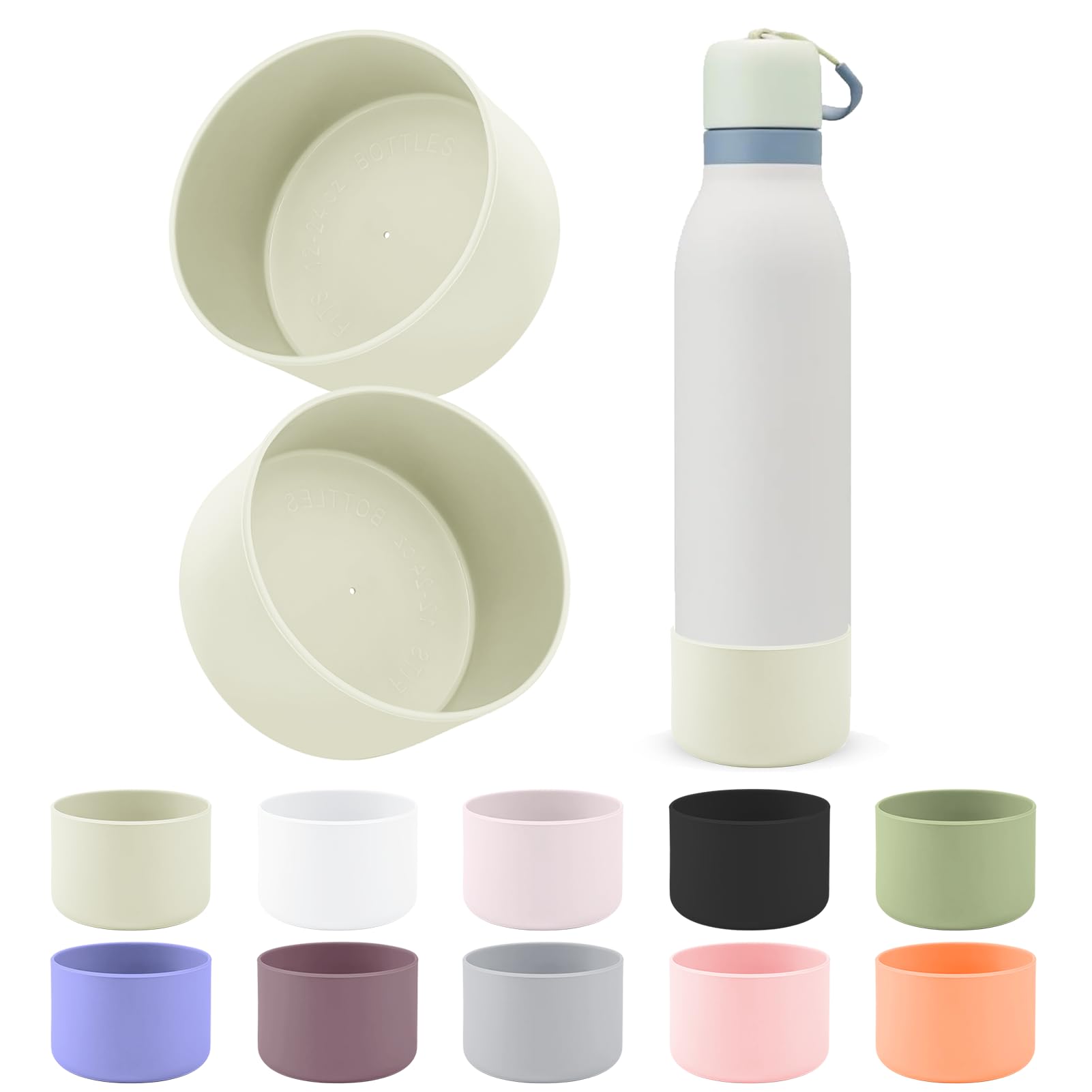 BKBY 2pcs Silicone Boot Compatible with Owala FreeSip Twist 24oz/18oz, Anti-Slip & Anti-Scratches Protective Sleeve Bottom Cover for Owalaa FreeSip Twist Water Bottle — image 1