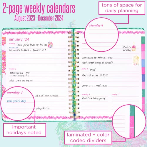 Lilly Pulitzer Daily Planner 2023-2024, Jumbo Agenda Dated August 2023 - December 2024, Weekly Planner With Monthly Calendar, Stickers, Pockets, & Spiral Binding, Blue Hardcover Cute Planner, It’s A Sailabration #TOP1
