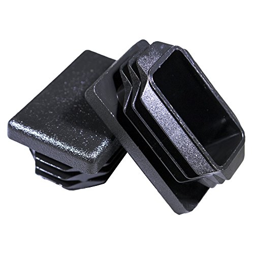 Prescott Plastics 1" x 1 1/2” Ribbed Plastic Hole Caps, Rectangular Black Metal Tubing End Caps, Strong Indoor Outdoor &amp; Furniture Leg Inserts, Impact &amp; Weather Resistant, Made in the USA - 50 Pack