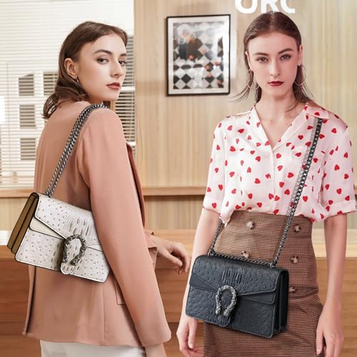 Image of MYHOZEE Crossbody Bags for Women - Snake Printed Clutch Purses Leather Chain Shoulder Bags Evening Handbags