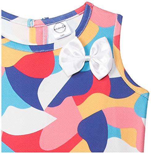 Image of Gubbarey Girl's Cotton Blend Fit and Flare Knee-Length Casual Dress (DRG2021 2020 Multi 4-5 Y) Multicolour