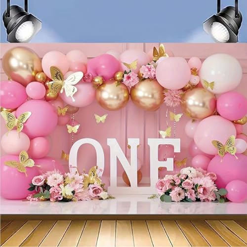 Backdrop para primera fiesta de niña 7x5ft rojo miniatura 4