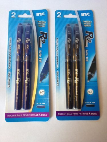 Set de 4 bolígrafos Roller con tinta azul y negra