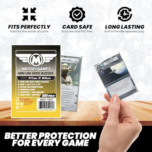Image of MayDay Games Mini USA Card Sleeves 41x63mm - Clear Polypropylene, 40 Micron, 400 Standard Board Game Card Sleeves- MDG-7039