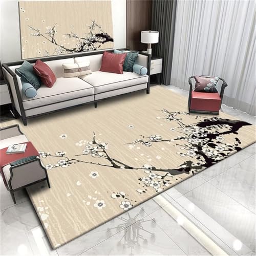Tapis traditionnel branches grises noires, décoration florale haut de gamme - 2