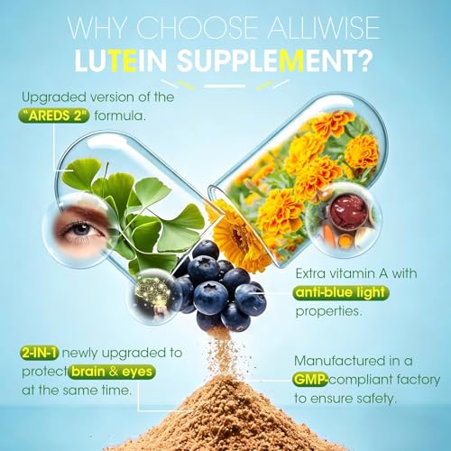 Eye + Brain Supplements for Memory and Focus, Lutein 40mg, Zeaxanthin, Astaxanthin, Bilberry, Lion’s Mane, Bacopa Monnieri, Ginkgo Biloba, 14 in 1 Eye Vitamins for Adults & Seniors 120 Capsules - Image 5