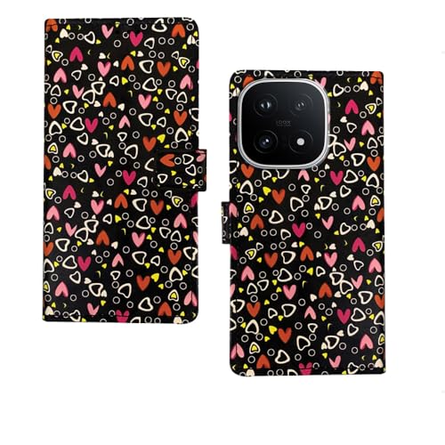 Image of amazon basics iQOO 15 5G Flip Cover | Card Pockets Wallet & Stand | Flip Cover for iQOO 15 5G (Black Hearts)
