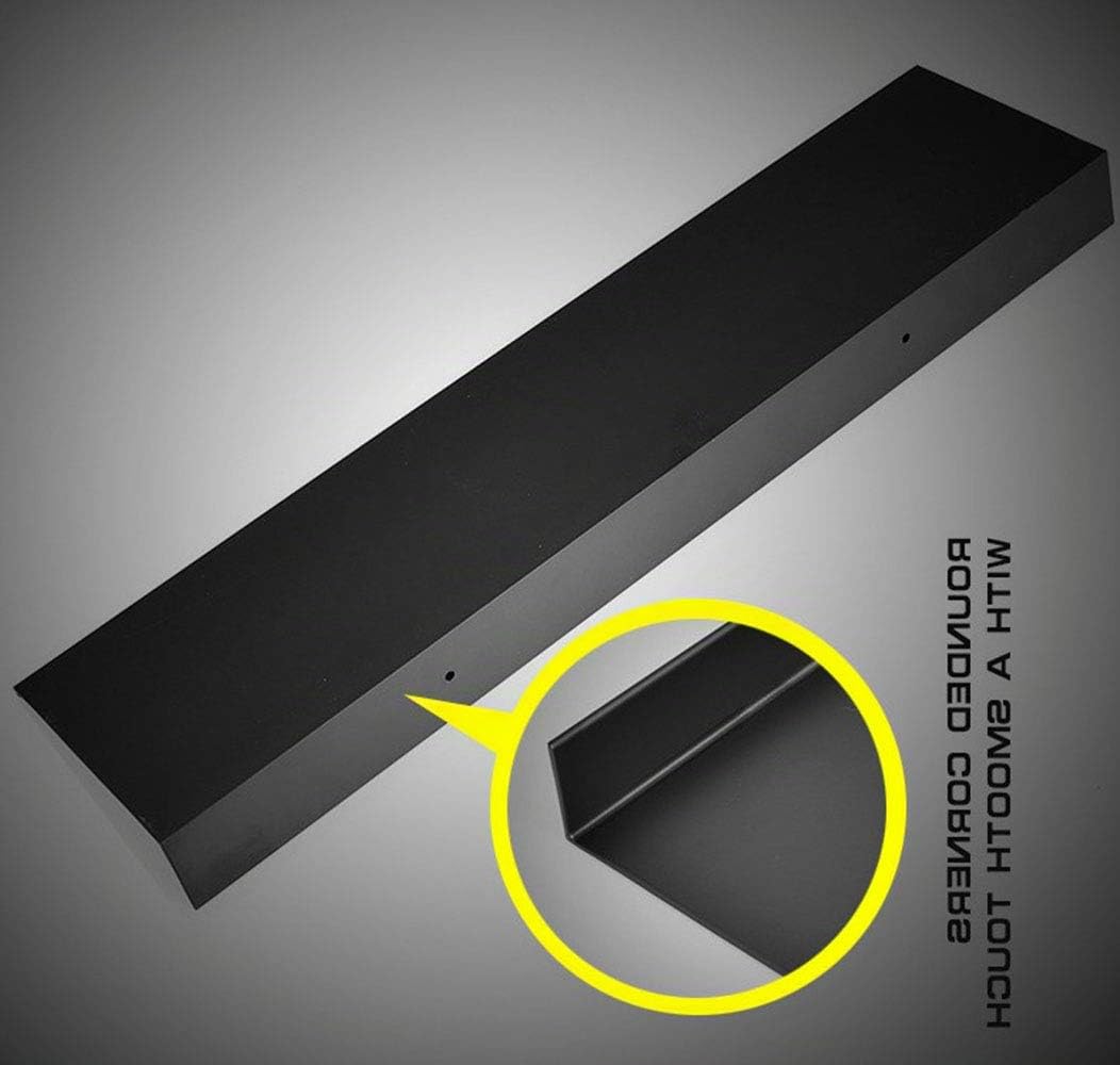 Lot de 2 étagères flottantes en métal avec support mural noir pour économiser de l'espace, antirouille, très solides, étagères flottantes (60 cm, lot de 2 pièces)