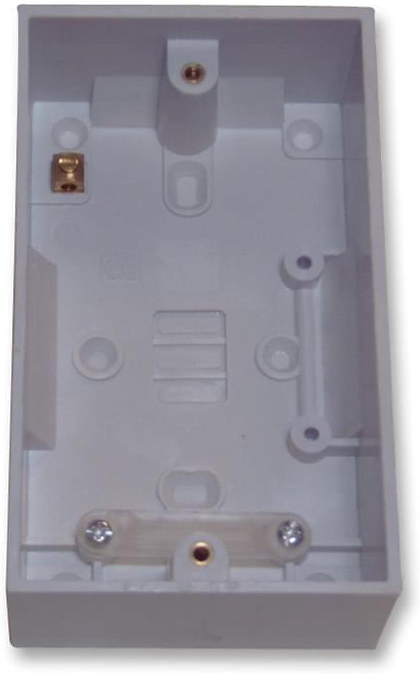 PRO ELEC 2-Gang White Surface Mount Pattress Box with Cable Clamp 45mm