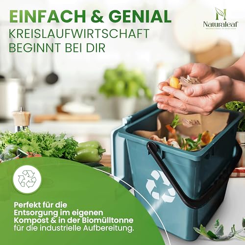 NATURALEAF® Biomüllbeutel 10L | 40 Stück | Bio Müllbeutel mit optimaler Stärke & Haltbarkeit | Kompostierbare Müllbeutel - die nachhaltige Entsorgungslösung für Gastronomie & Haushalt