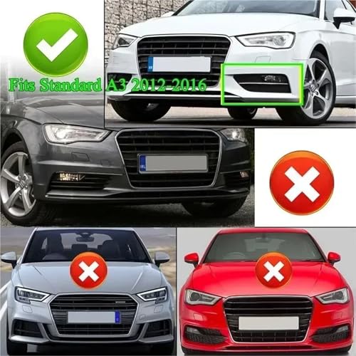 Grille de phare antibrouillard avant compatible Audi A3 Standard 2012-2016 nid d'abeille - 3