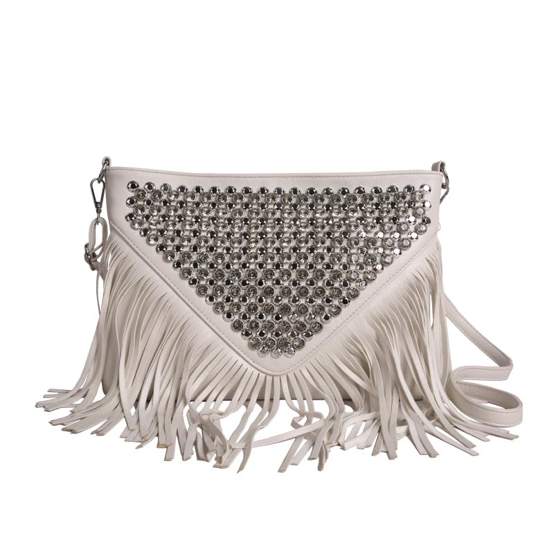 Fashion Tassel Crossbody Bag(Envelope Design) – Stylish Studded Shoulder Purse Y2k Streetwear Boho Chic Sling Bag