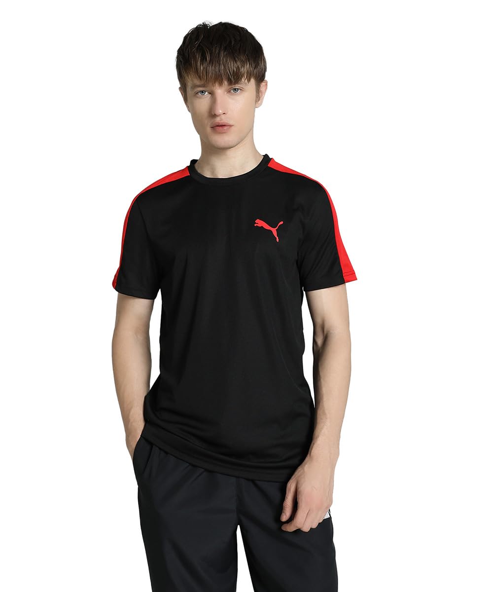 Puma Men's Classic Fit Tees (607096_Black-High Risk Red-picture-50