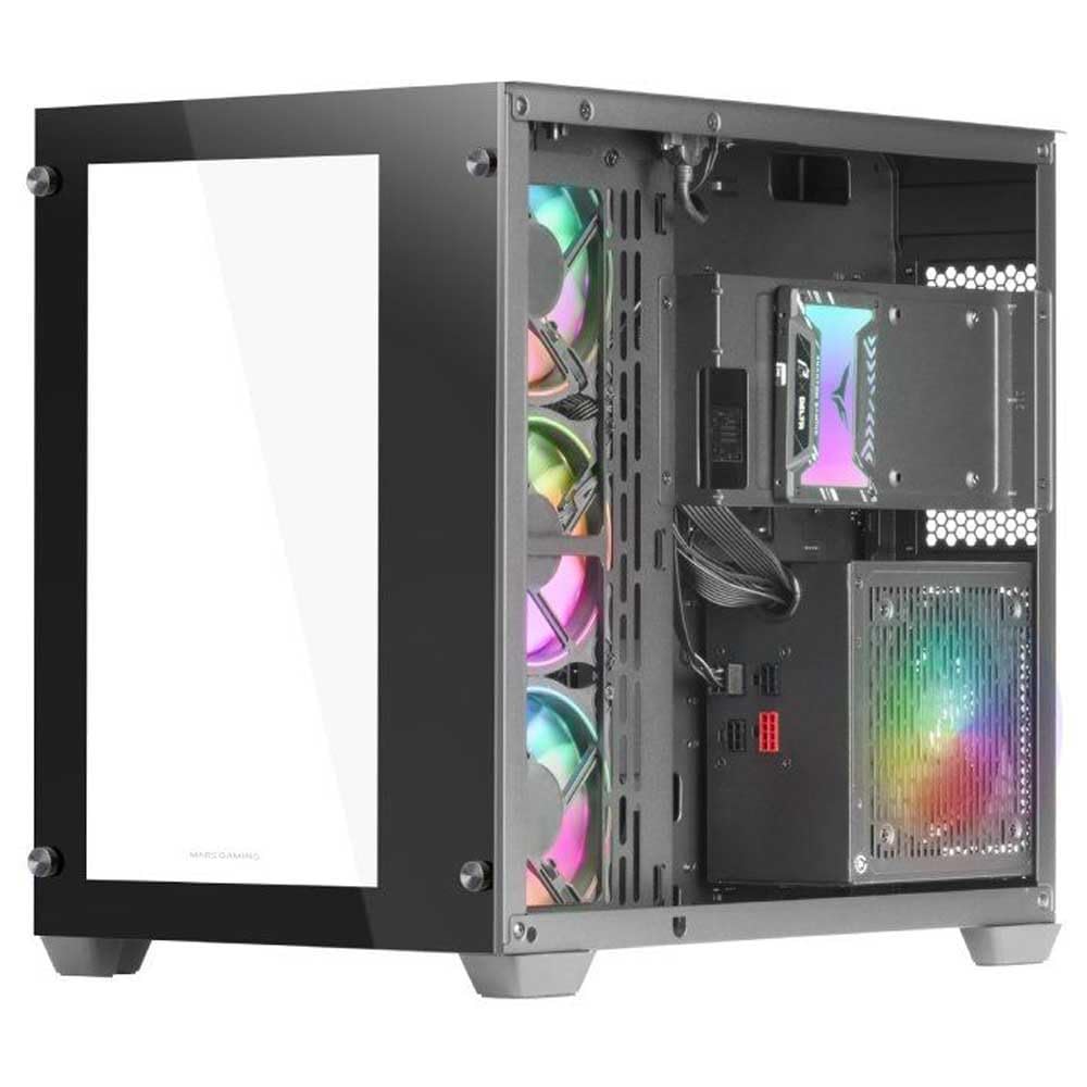 Mars Gaming MCV3, Torre Gaming Custom XXL E-ATX, Finestra Vetro Temperato Frontale e Laterale, Struttura Modulare Doppia Camera, Nero