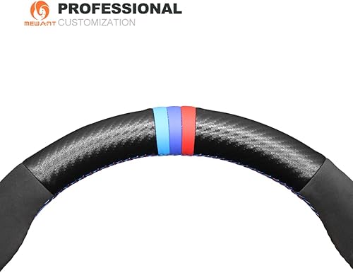 Miniatura 10 de MEWANT Funda de volante para BMW E90 M Sport E81 E82 E87 E88 E91 E92 E93 M3 E90 E92 de gamuza negra