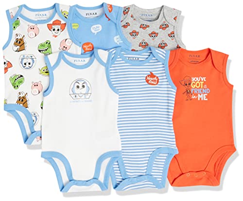 Image of Amazon Essentials Disney | Marvel | Star Wars Unisex Babies' Sleeveless Bodysuits, Pack of 6