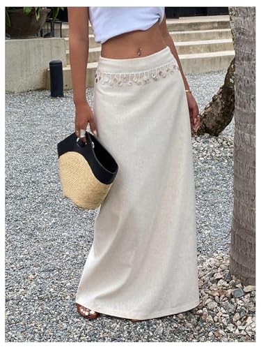 GORGLITTER Women's Sequin Embellished Boho Long Skirt Split Hem Coquette A Line Skirts4