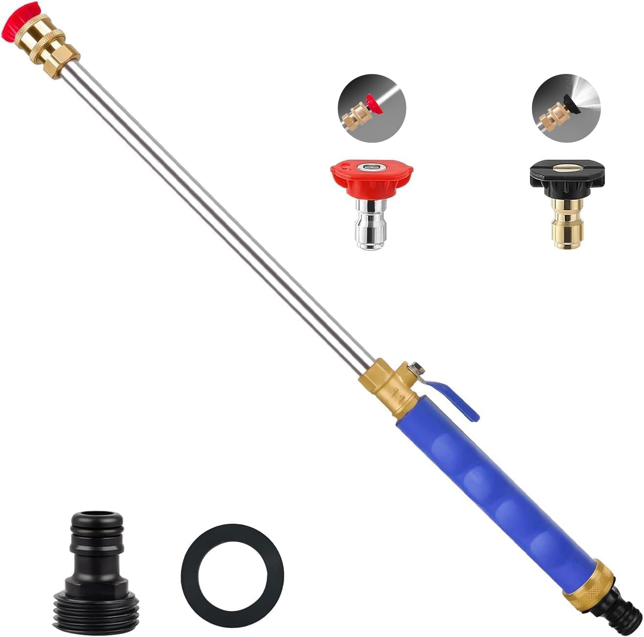 Photo 1 of 2026 Upgraded Jet Nozzle Power Washer for Garden Hose, 2-In-1 High Pressure Wand with 2 Different Nozzles and Quick Connectors, High Pressure Washer Tools For Patio Car Window Pet Washing (blue)