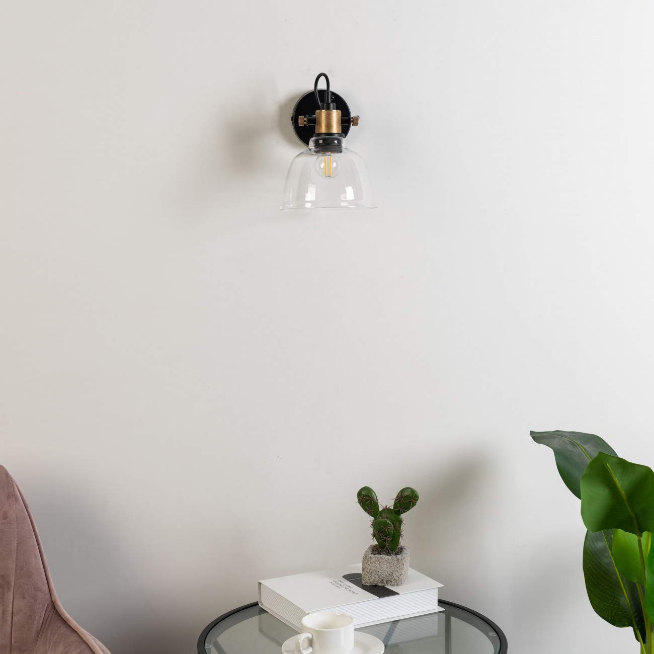 KOSILUM Linz - Lámpara de techo de cristal transparente (luz blanca cálida), diseño de salón y dormitorio, cocina, pasillo – E27 – IP20