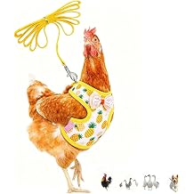 Chicken Harness and Leash Set Adjustable Mesh Breathable Pets Leashs Duck Training Harness for Goose Hen Rooster Parrots Dog Kitten,Yellow Pineapple S