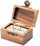 COSISO Vintage Wooden Ring Gift Box Case for Engagement Proposal,Solid Wood Handmade Antique Ring Ho