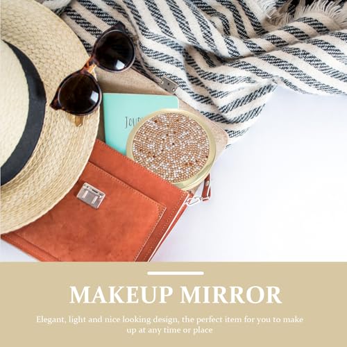 Espejo de maquillaje plegable portátil Ipetboom metálico miniatura 6