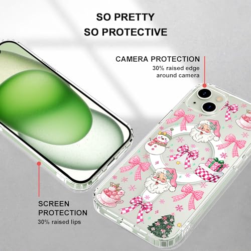 Coque iPhone 15 Plus transparente magnétique rose de qualité supérieure