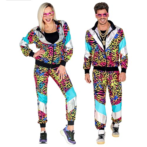 W WIDMANN MILANO Party Fashion - Disfraz de chándal, estampado animal, atuendo de los años 80, chándal para carnaval y fiestas