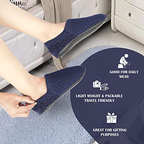 Image of Footmate Anti Skid /Slip Slipper Socks (2 Pair Pack) - Lightweight Rubber Grip Slippers Sock For Women & Men | Ultrasoft Comfort Slipper Shoes For Office, Home, Outdoor & Indoor