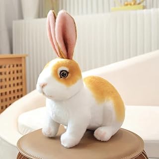 Tickles Cute Rabbit Soft Stuffed Plush Animals Toy for Kids Birthday Gift (Size: 25 cm; Color: White & Brown)