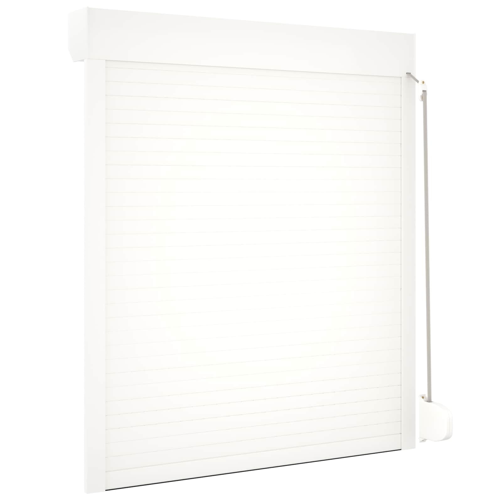 Volet roulant blanc, 110 x 130 cm, aluminium polyuréthane, rail de guidage, pilote manuel, panneau à lamelles pour fenêtre, maison, extérieur, protection solaire, brise-vue