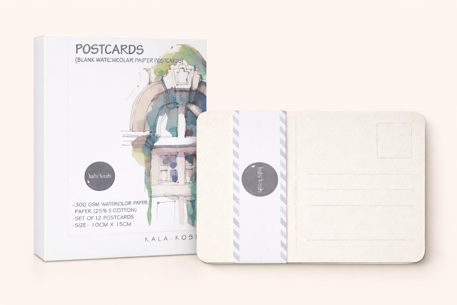 Watercolor Postcards 300 GSM Cold Pressed Paper (25% Cotton), 10 x 14.5 cm, Set of 12 – Blank Art Cards for Painting-image-8