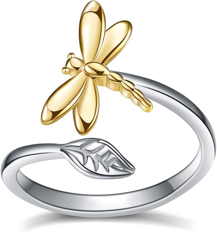 925 Sterling Silver Rings for Women Bee Hummingbird Butterfly Ladybug Dragonfly Owl Open Rings for Teens Birthday