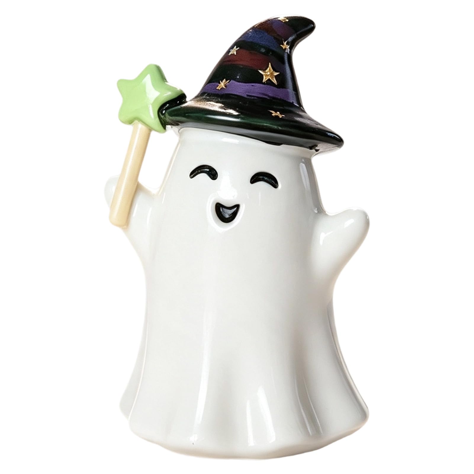 gibxiyza Halloween Ghost Resin Figurine, Cute Pumpkin Witch Hat Statue