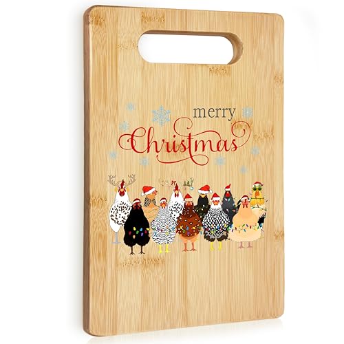 Comparison: Best Cutting Board Chicken 11 RYYCDOI Chicken Merry Christmas Cutting Chopping Board for Kitchen, Christmas Chicken Kitchen Decor, Winter Xmas Rooster Boo Bamboo Cutting Boards for Friends Family Party Hostess