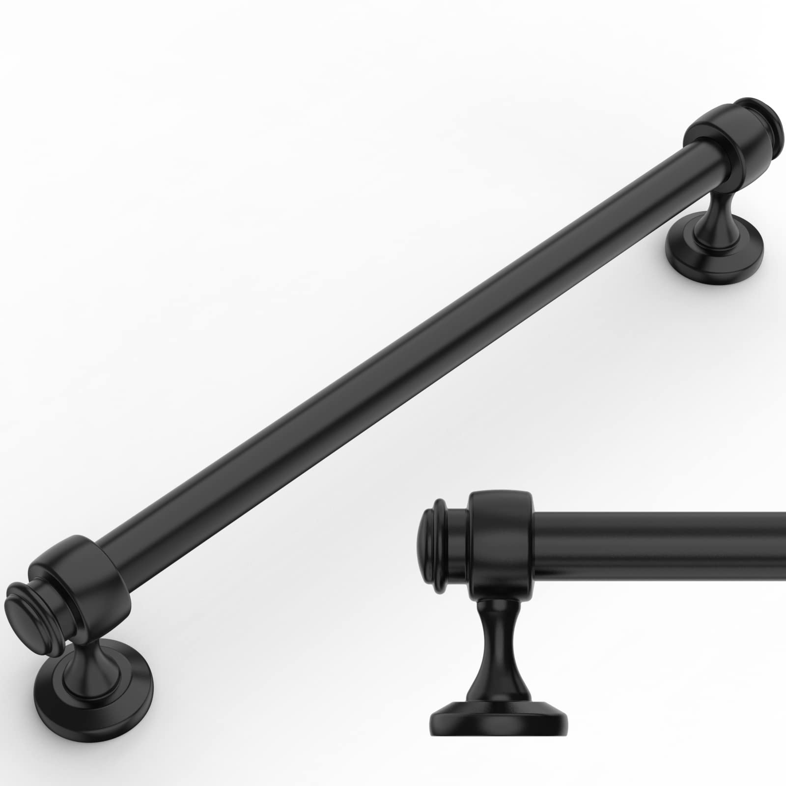 Amerdeco 10 Pack Matte Black Cabinet Pulls 7 Inch Hole Centers, 8 Inch Length Handles for Kitchen Cabinet Hardware,Solid Cabinet Handles for Bathroom