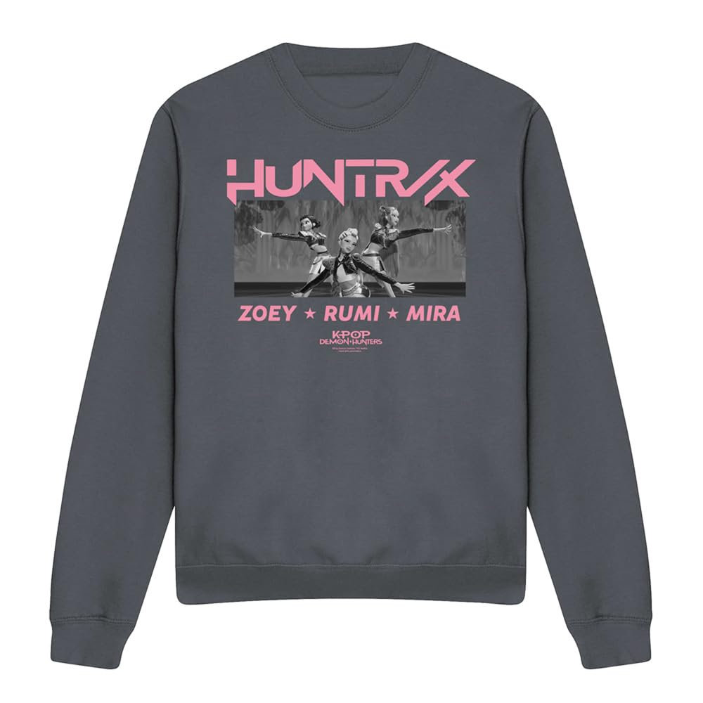 Kpop Demon Hunters Huntrix Singing Zoey Rumi Mira Unisex Sweatshirt, Charcoal, Large