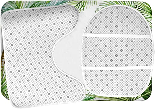 Badezimmerteppich-Set, 3-teilig, Tropische Aquarell-Palmenkiefer, waschbare Badeteppiche, rutschfest, mit Rückenpolster, Konturteppich und Toilettendeckelbezug – Bild 6