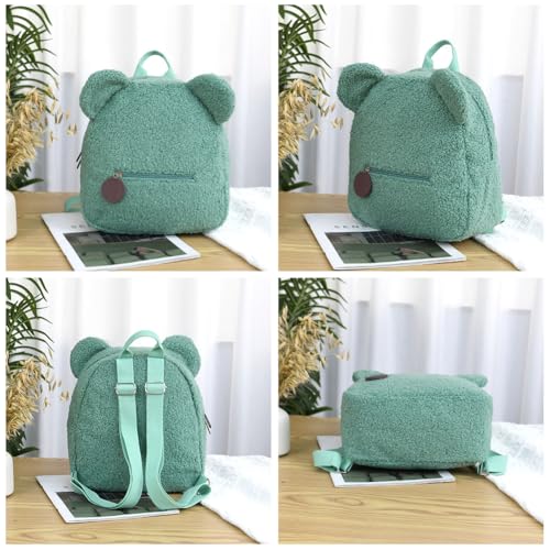 Aomig Plüsch Rucksack Kindergartenrucksack Kleinkind Rucksack Kindergarten Schultasche für Jungen Mädchen Kinder Tierischer Kinderrucksack Tier Cartoon Mini Tasche Kinder Rucksack für 2-6 Jahre (Grün)