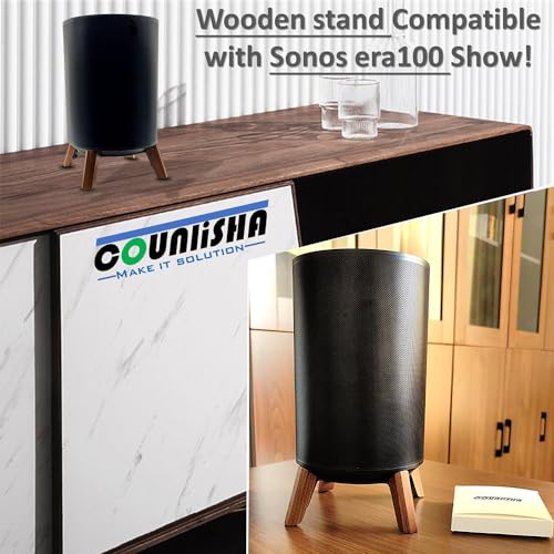 Image of Real Wood Stand Compatible for Sonos Era 100,Era 100 SL Speaker,Tripod Desk Mount for Better Speaker Sound, Stable Sturdy Wooden Holder for sonos era100 Alexa Enabled Smart Speaker (Walnut)